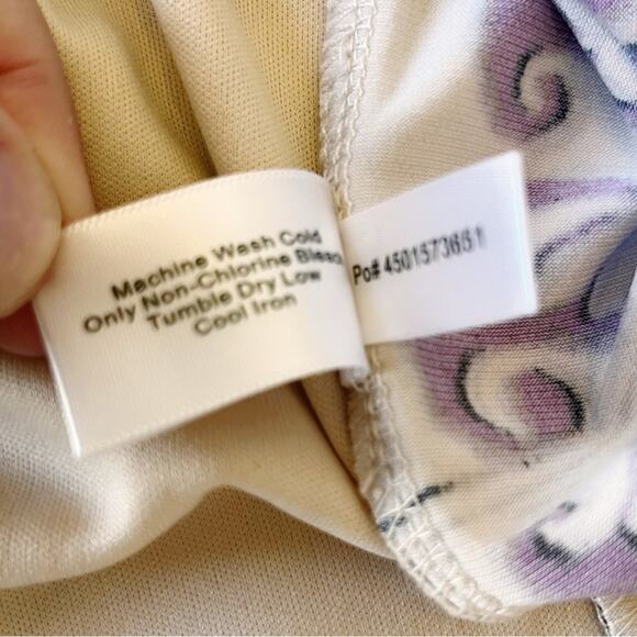 NEW Boston Proper Purple Cream Faux Wrap Dress 3/4 sleeves womens size 6 - Picture 11 of 11